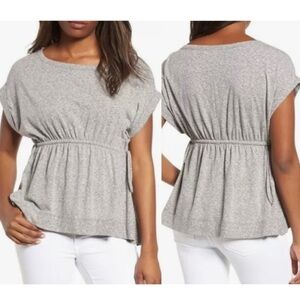 CASLON peplum gray tee ties at waist women Size XS petite